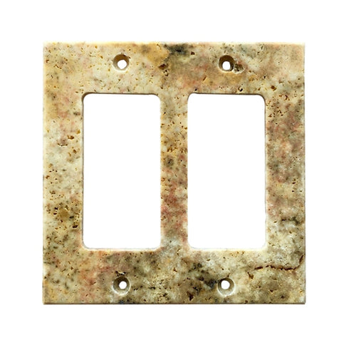 Scabos Travertine Switch Plate 4 1/2 x 4 1/2 Honed 2-TOGGLE Wall Cover