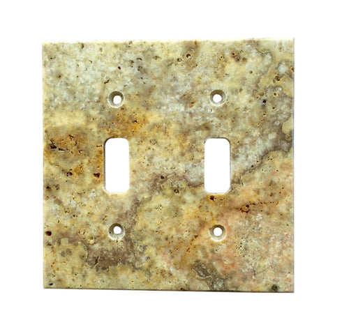 Scabos Travertine Switch Plate 4 1/2 x 6 1/3 Honed 3-DUPLEX Wall Cover