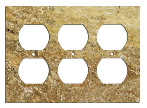 Scabos Travertine Switch Plate 4 1/2 x 6 1/3 Honed 3-ROCKER Wall Cover