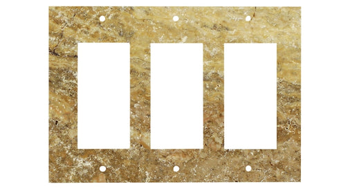 Scabos Travertine Switch Plate 4 1/2 x 6 1/3 Honed 3-TOGGLE Wall Cover