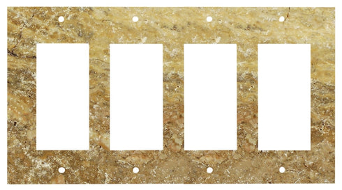Scabos Travertine Switch Plate 4 1/2 x 8 1/4 Honed 4-TOGGLE Wall Cover