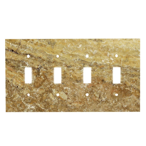 Scabos Travertine Switch Plate 4 1/2 x 4 1/2 Honed ROCKER - DUPLEX Wall Cover