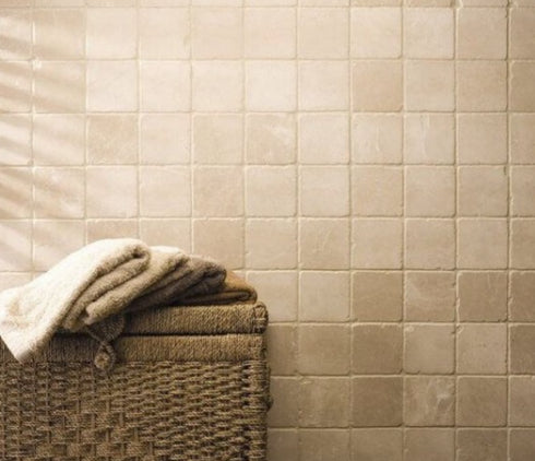 Ivory Travertine Tumbled Wall and Floor Premium Tile 4x4"