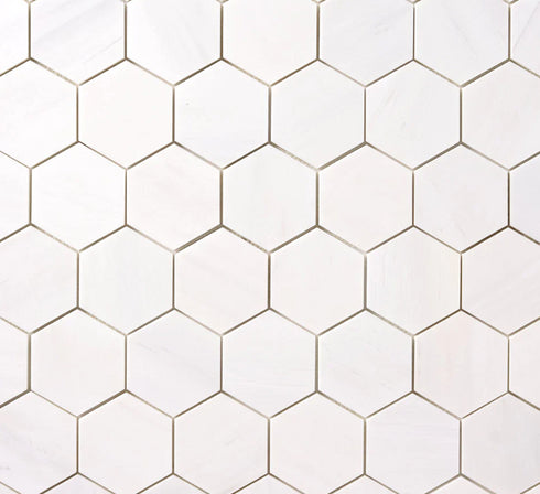 Bianco Dolomite Polished Hexagon Mosaic Tile 2"x2"