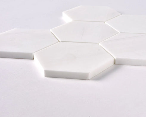 Bianco Dolomite Polished Hexagon Mosaic Tile 4"x4"