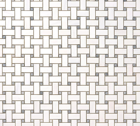 Bianco Dolomite Basketweave w/ Blue-Gray Dots Polished
