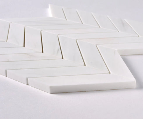 Bianco Dolomite Polished Chevron Mosaic Tile 1" x 4"