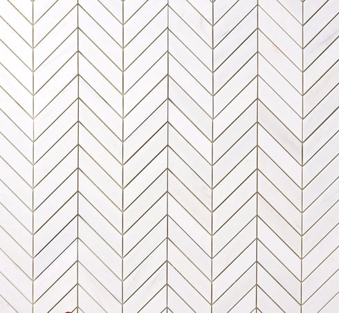 Bianco Dolomite Polished Chevron Mosaic Tile 1" x 4"
