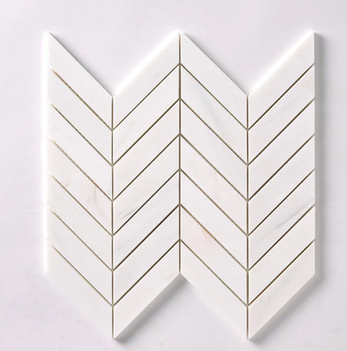 Bianco Dolomite Polished Chevron Mosaic Tile 1" x 4"