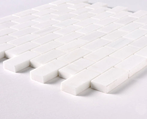Bianco Dolomite Polished Mini Brick Mosaic Tile 5/8"x1 1/4"