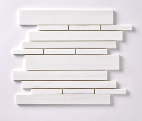 Bianco Dolomite Polished Random Strip Mosaic Tile