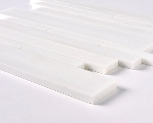 Bianco Dolomite Polished Random Strip Mosaic Tile