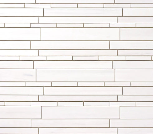 Bianco Dolomite Polished Random Strip Mosaic Tile