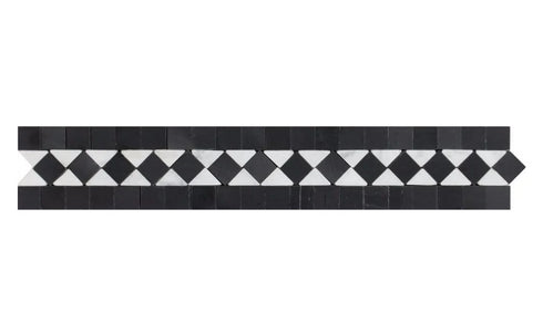 Carrara Italian White BIAS Border Tile with Black 2" x 12"
