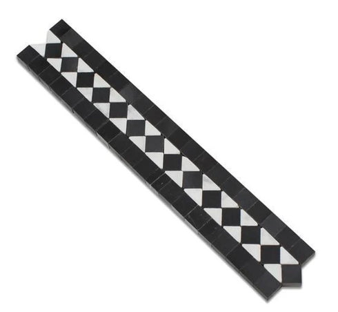 Carrara Italian White BIAS Border Tile with Black 2" x 12"