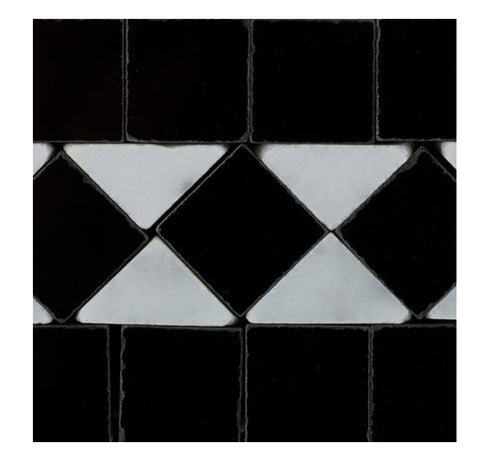 Carrara Italian White BIAS Corner Border with Black