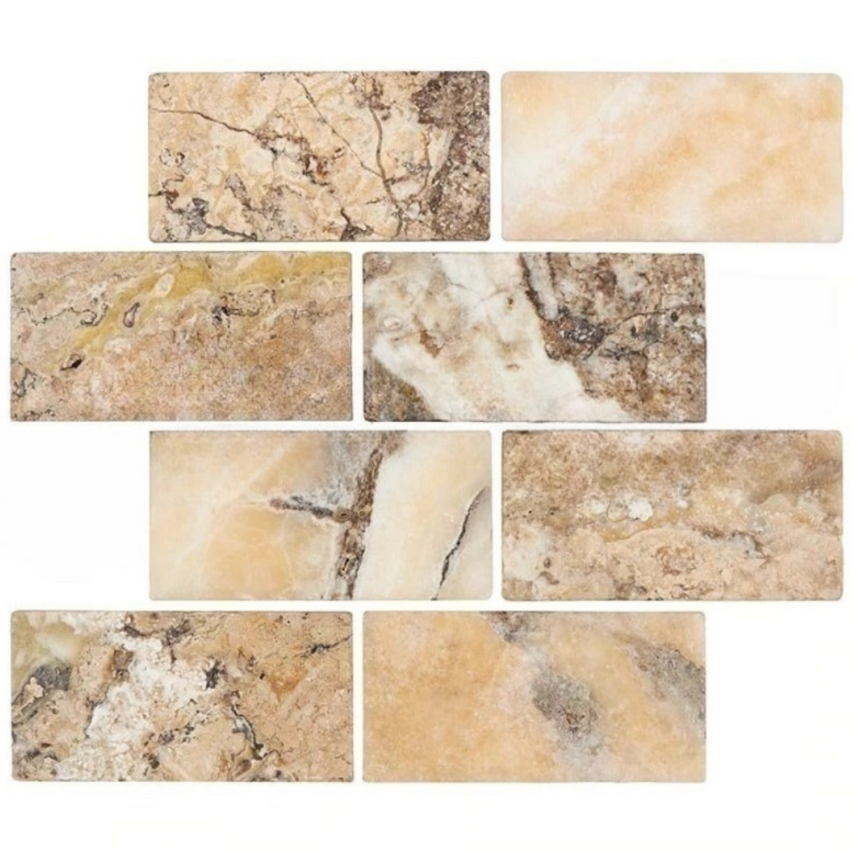 Antico Onyx Travertine Tumbled Brick Subway Tile - floortileshop