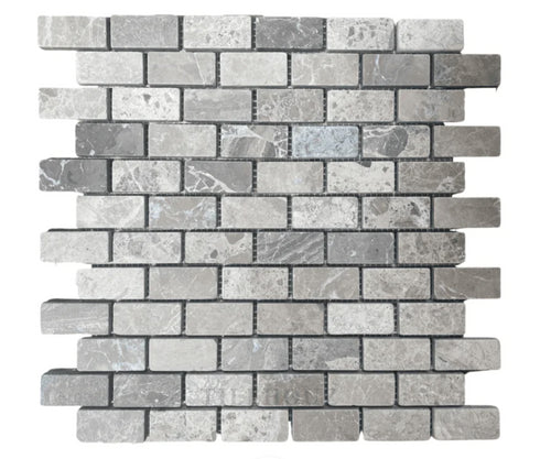 Atlantic Gray Brick & Subway Mosaic Tile 1" X 2"