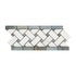 Thassos White Basketweave w/ Blue-Gray Border 4 3/4" x12"