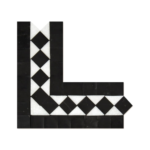 Thassos White BIAS w / Black Border Corner