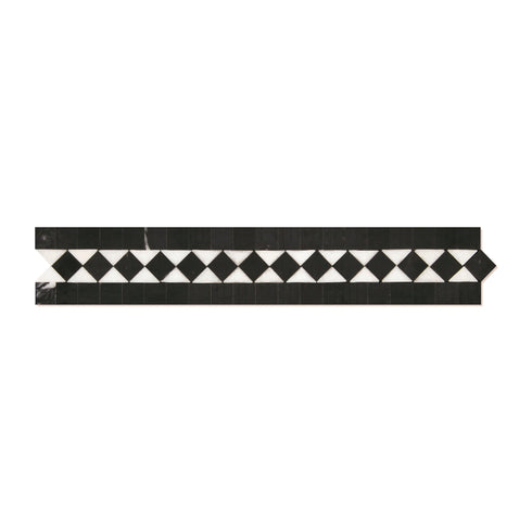 Thassos White Greek Key w/ Black Border 3 1/2" x7 3/8