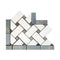 Thassos White Polished Basketweave w/ Blue-Gray Border Corner