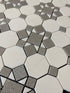 Thassos White Polished Octagon Patio w/ Grey Mosaic Tile