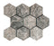 Tundra Gray Marble Honed Hexagon Mosaic Tile 4x4"
