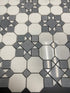 Thassos White Polished Octagon Patio w/ Blue - Grey Mosaic Tile