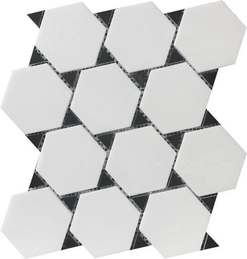 Thassos & Nero Marquina Dot 11X12 Mosaic Tile: Unique Natural Stone Design for Stylish Spaces