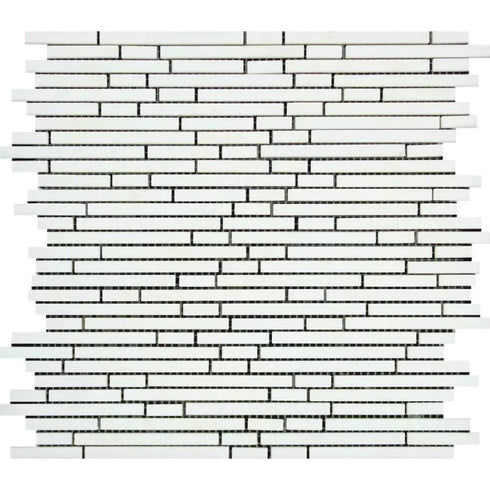 Thassos White Bamboo Sticks (Single-Color) Mosaic Polished
