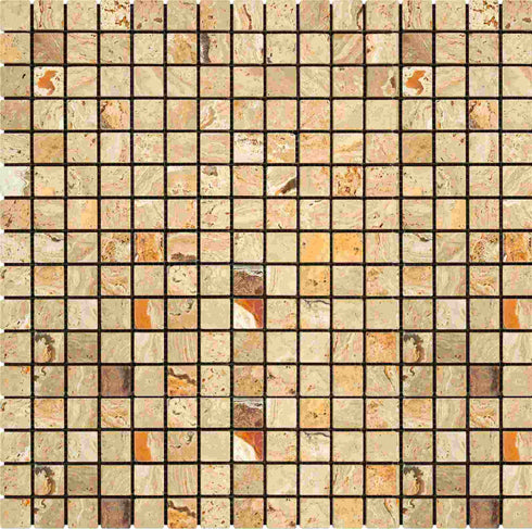 Valencia Travertine Tumbled Square Mosaic Tile 5/8x5/8"