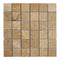 Walnut Travertine Tumbled Square Mosaic Tile 2x2"