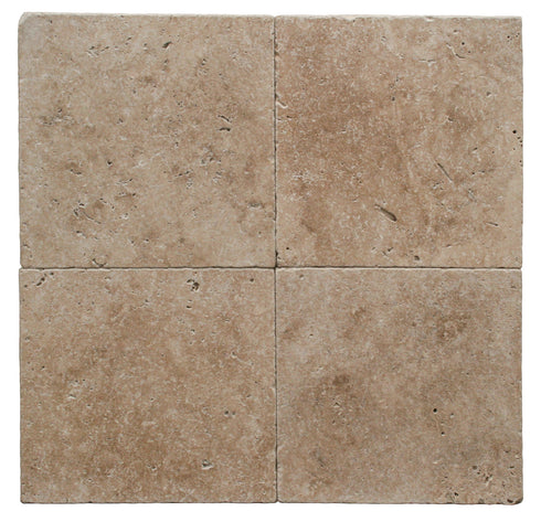 Walnut Travertine Tumbled Exterior Pool Paver 16x16" 1.25"