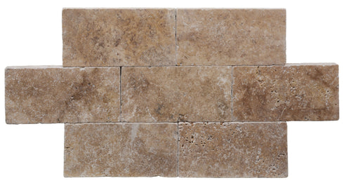 Walnut Travertine Tumbled Exterior Pool Paver 6x12" 1.25"