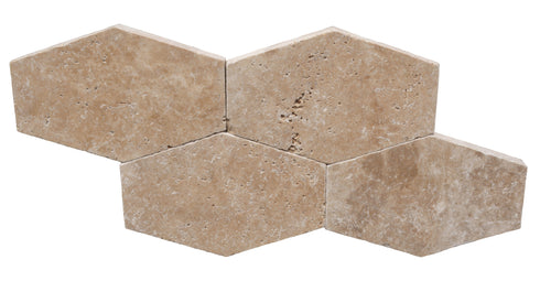 Walnut Travertine Tumbled Exterior Pool Paver Hexagon 1.25"
