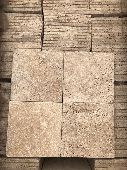 Walnut Travertine Tumbled Wall and Floor Tile 6x6"