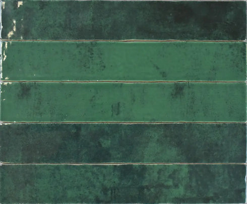 Elevate Your Space with Zellige Emerald Green 2x16 Ceramic Wall and Floor Tile | Glossy Finish