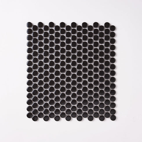Italian Black Penny Round Glossy Polished Backsplash Mosaic Tile