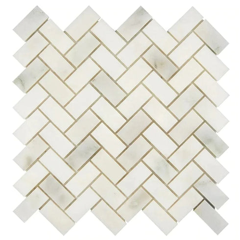 Calacatta Oliva Marble Mosaic 1" X 3" 3/8 Herringbone Mosaic