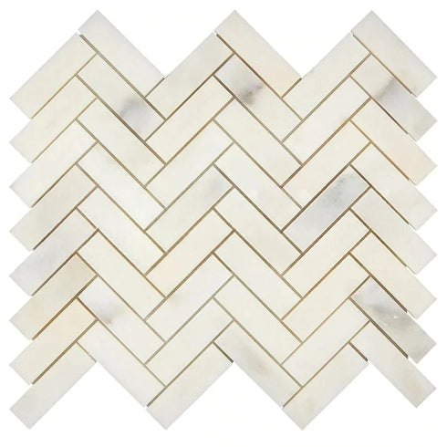 Calacatta Oliva Marble Mosaic - 3/8 Chevron Mosaic