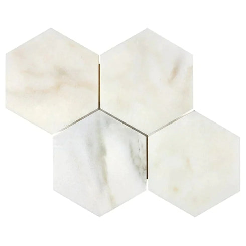 Calacatta Oliva Marble Mosaic 6" X 6" 3/8 Hexagon Mosaic