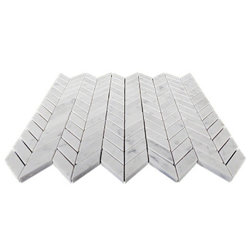Carrara Italian Mini Chevron Mosaic Backsplash and Wall Tile