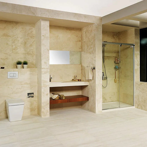 Ivory Travertine Filled & Honed Wall and Floor Tile 6x6"