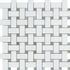 Afyon White - Basketweave Mosaic w/ Blue-Gray Dots Polished