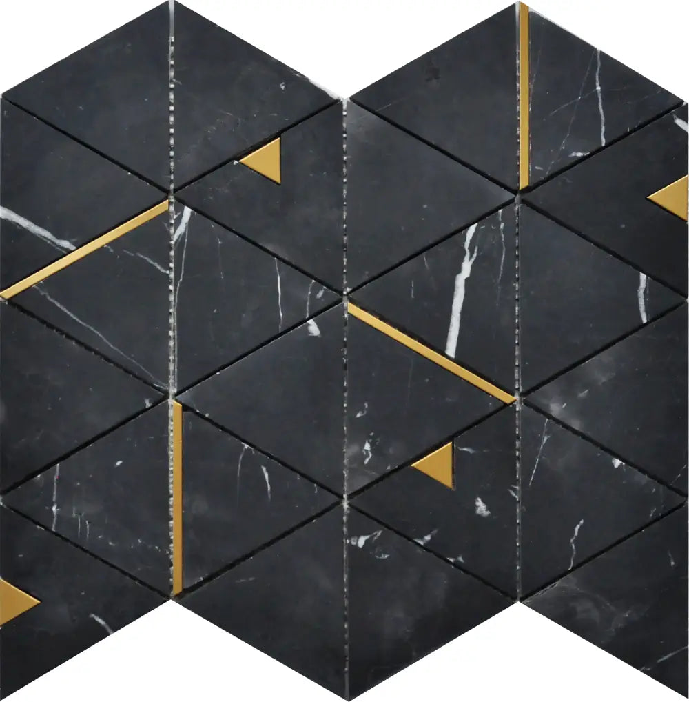 Modern Decorative: Nero Marquina Triangle Marble 12X14 Mosaic Tile ...