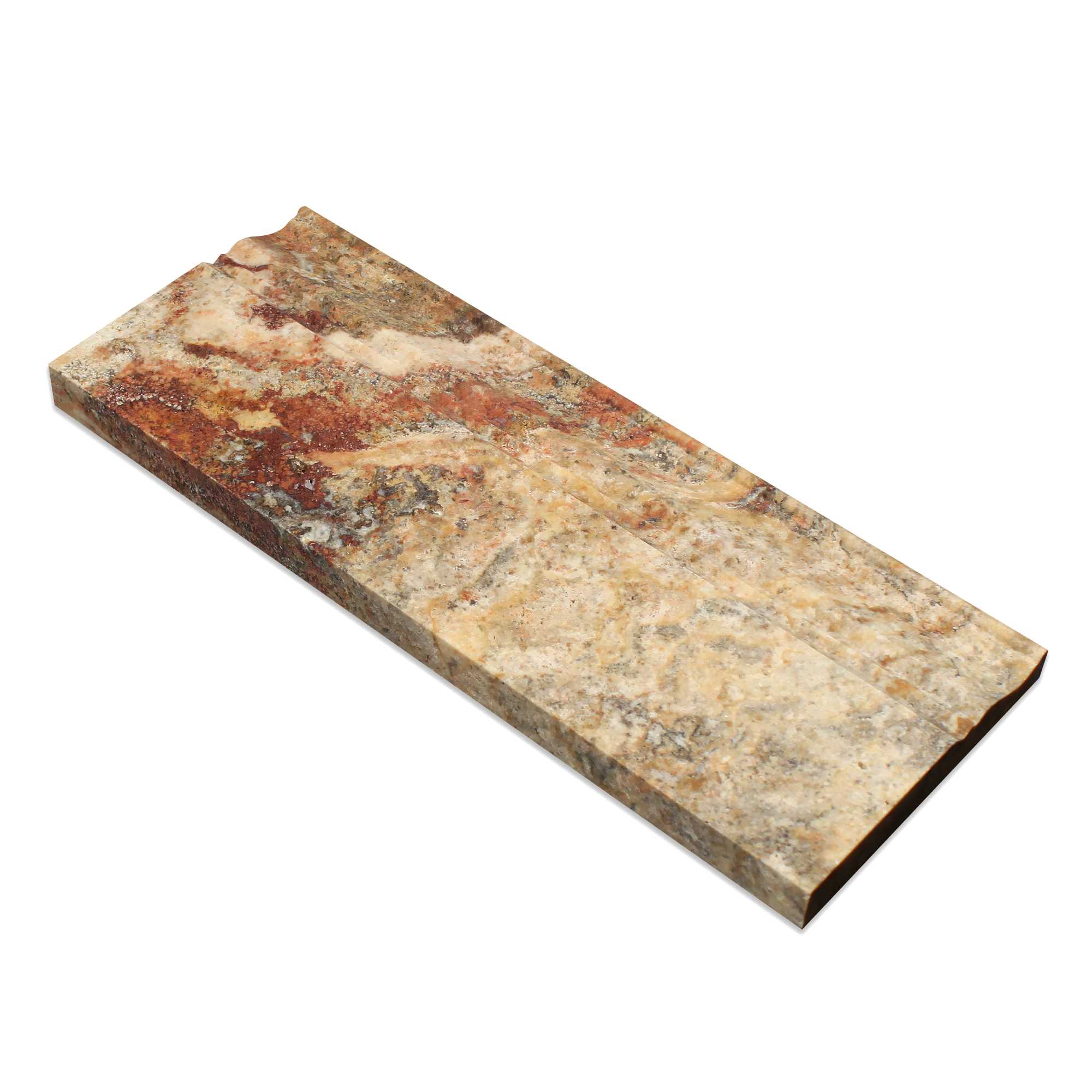 thumbnail interactive-video image 1 of Belstone Travertine Scabos Scabros Marble Crown Molding – 12" Chair Railing 1 of 5